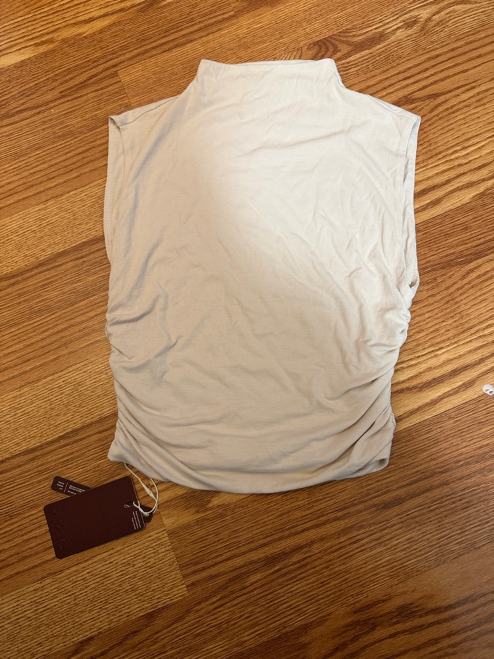 OGL Cream Rouched Mock Neck Tank- Medium